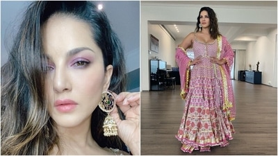 Sunny's husband complemented the actor in a navy blue blazer, light blue shirt and denims. He completed his look with dress shoes. Their kids looked adorable in cute ethnic ensembles. (Instagram/@sunnyleone)