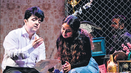 Amir, played by Nipun Dharmadhikari and Soraya, played by Muskkaan Jaferi, in a scene from ‘The Kite Runner’. (HT)