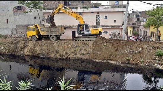 The JCB overturned after it slipped into the deep water at a Mohali village. (Representative image)