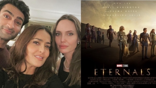 Eternals star Kumail Nanjiani spoke about working with Angelina Jolie and Salma Hayek. Eternals star Kumail Nanjiani spoke about working with Angelina Jolie and Salma Hayek.
