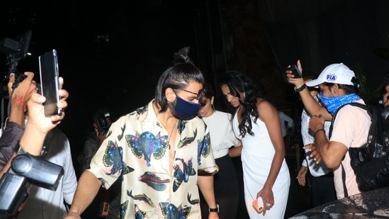 Ranveer Singh, Deepika Padukone and PV Sindhu after their dinner in Mumbai.