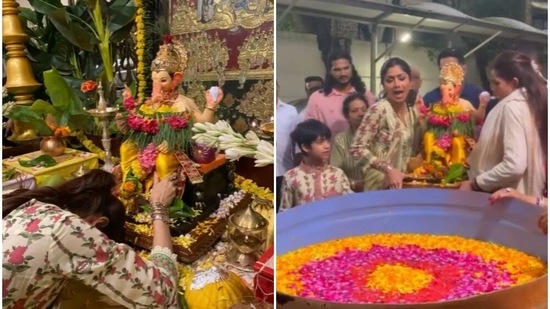 Shilpa Shetty shared a video from the Ganpati visarjan ceremony.