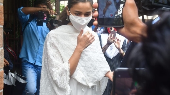 Alia Bhatt spotted at a dubbing studio on Monday.