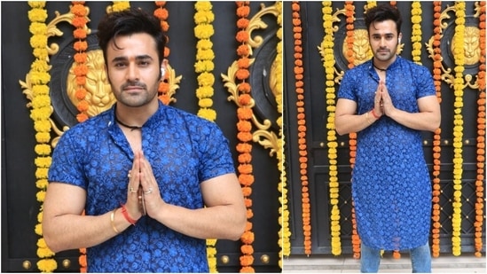 Actor, model Pearl V Puri went all desi as he arrived for the celebration in a blue printed kurta, denims and sneakers.(HT Photo/Varinder Chawla)