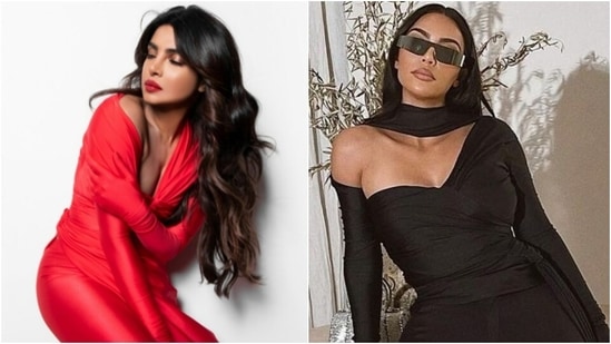 Priyanka Chopra or Kim Kardashian, who wore the daring Balenciaga dress better?&nbsp;(Twitter/@priyankachopra, Instagram/@kimkardashian)