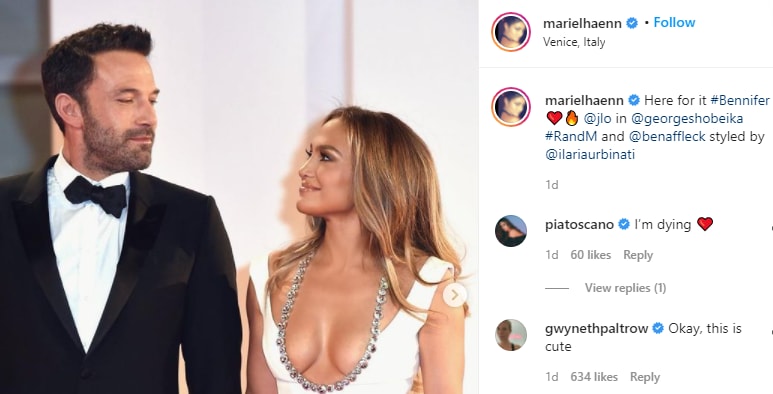 Gwyneth Paltrow reacts to Ben Affleck and Jennifer Lopez's pics from the Venice Film Festival.&nbsp;