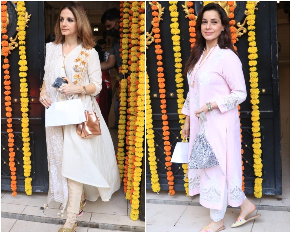 Sussanne Khan and Neelam Kothari at Ekta's home.(Varinder Chawla)