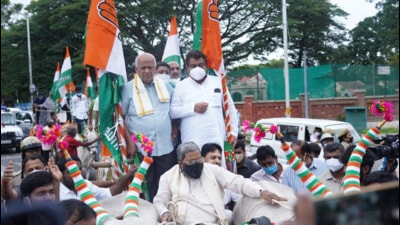 The protest comes at a time when several states and the population, in general, have raised their voices against the increasing prices of fuel. (@siddaramaiah/Twitter) The protest comes at a time when several states and the population, in general, have raised their voices against the increasing prices of fuel. (@siddaramaiah/Twitter)