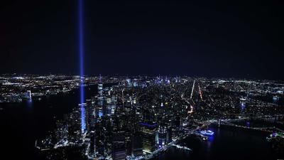 The Tribute In Light shines up from Lower Manhattan on September 11, 2021 in New York City. (AFP) The Tribute In Light shines up from Lower Manhattan on September 11, 2021 in New York City. (AFP)