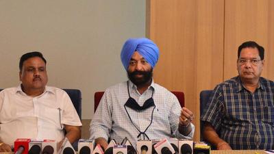 Members of Mohali Brick Kiln Owner's Association during a press conference at Mohali Club in Phase 11 on Monday. (Keshav Singh/HT)