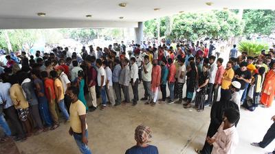 Large crowds at the Civil Hospital in Sector 10, as over 60,000 people were inoculated against Covid-19 as part of a statewide drive on Monday. (Vipin Kumar/HT PHOTO) Large crowds at the Civil Hospital in Sector 10, as over 60,000 people were inoculated against Covid-19 as part of a statewide drive on Monday. (Vipin Kumar/HT PHOTO)