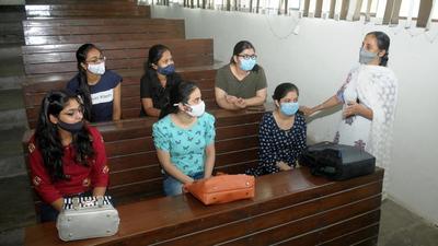 Students attending a class on the Panjab University campus in Chandigarh on Monday. (RAVI KUMAR/HT) Students attending a class on the Panjab University campus in Chandigarh on Monday. (RAVI KUMAR/HT)