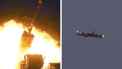 Long-range cruise missiles tests held in an undisclosed location of North Korea. (AP) Long-range cruise missiles tests held in an undisclosed location of North Korea. (AP)