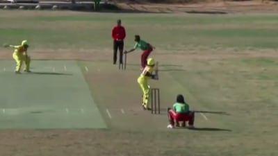 Not 1, not 2, not 3 but 4: Cameroon bowler 'Mankads' four batters in T20 game against Uganda, video goes viral- WATCH (TWITTER/SCREENGRAB)