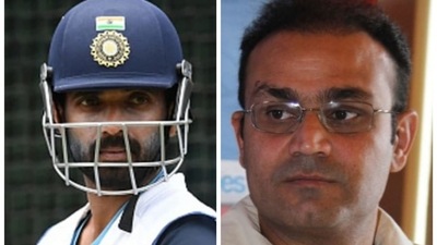 If he doesn't perform there, you can say 'thank you for your contribution': Virender Sehwag gives verdict on struggling Ajinkya Rahane (Agencies/HT Collage) If he doesn't perform there, you can say 'thank you for your contribution': Virender Sehwag gives verdict on struggling Ajinkya Rahane (Agencies/HT Collage)