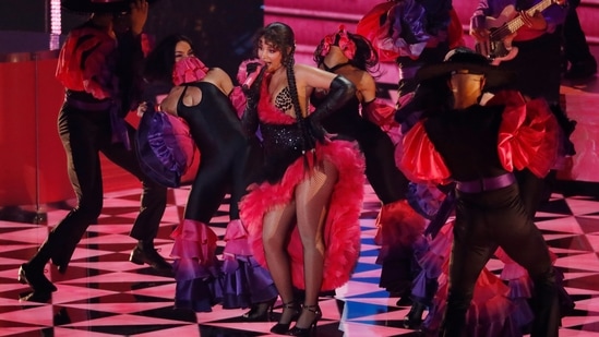 Camila Cabello captured during her performance at the music awards.(REUTERS)