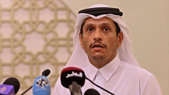 Qatar foreign minister Sheikh Mohammed bin Abdulrahman al-Thani met Mullah Mohammad Hassan Akhund in Kabul. (AFP File Photo) Qatar foreign minister Sheikh Mohammed bin Abdulrahman al-Thani met Mullah Mohammad Hassan Akhund in Kabul. (AFP File Photo)