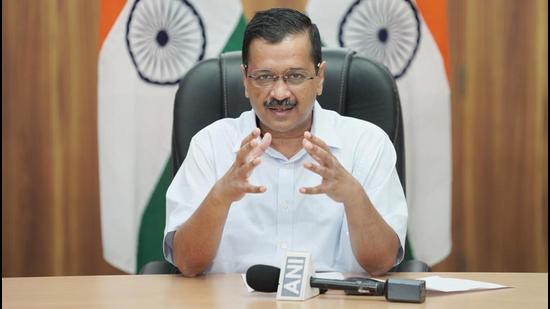 Delhi chief minister Arvind Kejriwal addresses a press conference in New Delhi, on Monday. (HT)