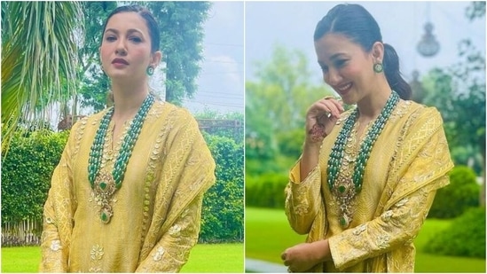 Gauahar Khan in yellow sharara shows how to dress for best friend's haldi, see pics(Instagram/@gauaharkhan)