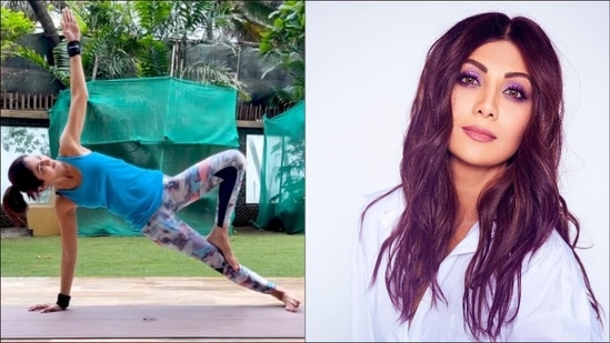Shilpa Shetty Kundra's one-legged side plank is fitness inspo to start the day on an energetic note(Instagram/theshilpashetty)