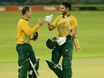 Quinton de Kock (L) and Reeza Hendricks celebrate South Africa's win. Quinton de Kock (L) and Reeza Hendricks celebrate South Africa's win. 