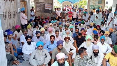 The Barnala sarpanch had joined the BJP in Chandigarh on Monday, sparking a farmers protest at the village gurdwara. (HT Photo) The Barnala sarpanch had joined the BJP in Chandigarh on Monday, sparking a farmers protest at the village gurdwara. (HT Photo)