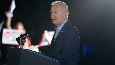 US President Joe Biden speaks during a campaign event for California Governor Gavin Newsom at Long Beach City College, California, on Monday. (Bloomberg Photo)