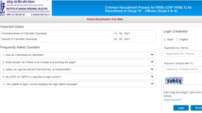 IBPS admit cards 2021: Candidates who want to appear in the Officer Scale II, III examinations can download their call letter through the official site of IBPS a ibps.in. The call letters can be downloaded till September 25, 2021. (ibps.in)