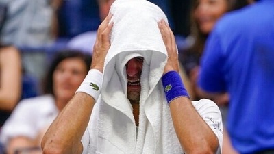 Novak Djokovic chokes in tears as Grand Slam dream dashed (AP) Novak Djokovic chokes in tears as Grand Slam dream dashed (AP)