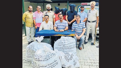Two of the accused are history sheeters in drug peddling cases, and the third person is a chemist in Ludhiana. (HT Photo)