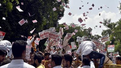 Campaign for DUSU election 2017 at North Campus, DU, in New Delhi on September 6, 2017. (HT archive)