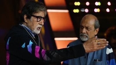 Kaun Banega Crorepati producer Siddhartha Basu with host Amitabh Bachchan. Kaun Banega Crorepati producer Siddhartha Basu with host Amitabh Bachchan.