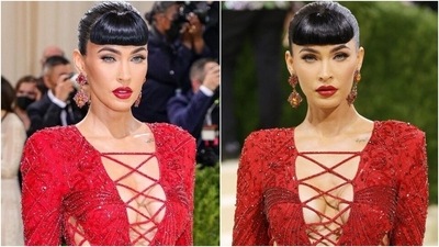 Met Gala 2021: Megan Fox burns the red carpet in sexy red lace-up gown with thigh-slit (Instagram/@_metgala2021) Met Gala 2021: Megan Fox burns the red carpet in sexy red lace-up gown with thigh-slit (Instagram/@_metgala2021)