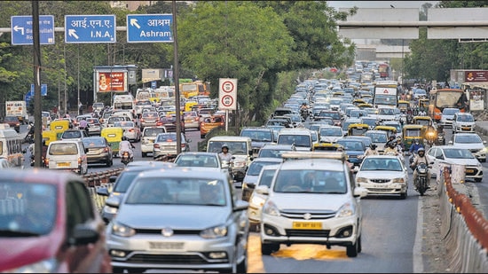 Police said local traffic teams manually inspected registration plates of vehicles and any obstruction to the plates were removed and drivers were fined. (Amal KS/HT Archive)