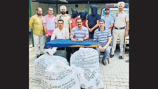 Two of the accused are history sheeters in drug peddling cases, and the third person is a chemist in Ludhiana. (HT Photo)