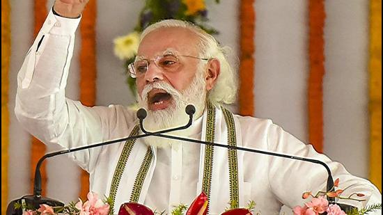 Prime Minister Narendra Modi addresses the crowd during foundation stone laying of Raja Mahendra Pratap Singh State University in Aligarh on Tuesday. (PTI) Prime Minister Narendra Modi addresses the crowd during foundation stone laying of Raja Mahendra Pratap Singh State University in Aligarh on Tuesday. (PTI)