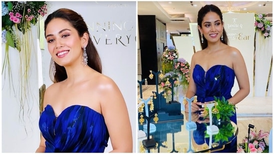 Mira Rajput shared photos on Instagram in a blue dress.