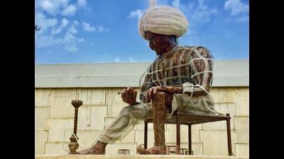 The sculpture of the Haryanvi man, installed at Iffco Chowk, has been developed under a CSR initiative led by the GMDA and a city-based NGO. (Artworkzz) The sculpture of the Haryanvi man, installed at Iffco Chowk, has been developed under a CSR initiative led by the GMDA and a city-based NGO. (Artworkzz)