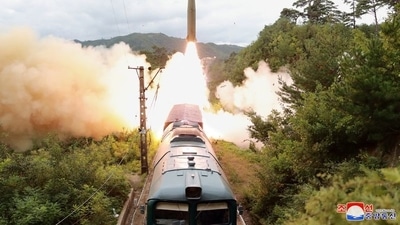 A missile is seen launched during a drill of the Railway Mobile Missile Regiment in North Korea, in this image supplied by North Korea's Korean Central News Agency (REUTERS) A missile is seen launched during a drill of the Railway Mobile Missile Regiment in North Korea, in this image supplied by North Korea's Korean Central News Agency (REUTERS)