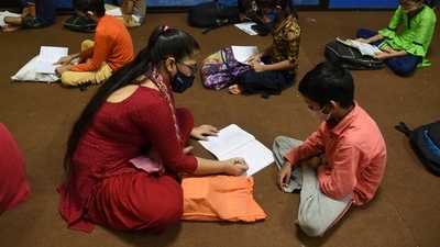 :Poor students from pandemic-struck homes get free education, meals at an NGO at Turbhe in Navi Mumbai (Bachchan Kumar/ HT PHOTO)