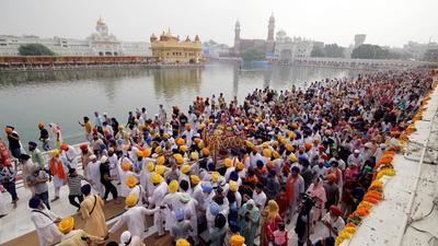 Devotees carry Guru Granth Sahib’s special golden palanquin at the Golden Temple on the occasion of the 417th installation anniversary of Sri Guru Granth Sahib, in Amritsar, Punjab on September 7. A leading American think tank is calling for authorities to pay more and urgent attention to US-based individuals and entities campaigning for Khalistan. (ANI) Devotees carry Guru Granth Sahib’s special golden palanquin at the Golden Temple on the occasion of the 417th installation anniversary of Sri Guru Granth Sahib, in Amritsar, Punjab on September 7. A leading American think tank is calling for authorities to pay more and urgent attention to US-based individuals and entities campaigning for Khalistan. (ANI)