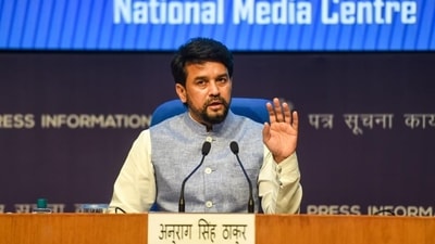 Union minister Anurag Thakur addresses a press briefing on Cabinet decisions in New Delhi. (PTI / File photo) Union minister Anurag Thakur addresses a press briefing on Cabinet decisions in New Delhi. (PTI / File photo)