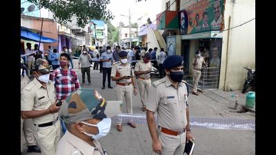 Police at a crime spot in Bengaluru. (ANI ) Police at a crime spot in Bengaluru. (ANI )