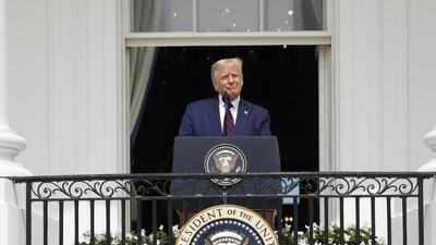 Then US President Donald Trump speaks during an Abraham Accords signing ceremony event on the South Lawn of the White House in Washington on September 15, 2020. (File photo) Then US President Donald Trump speaks during an Abraham Accords signing ceremony event on the South Lawn of the White House in Washington on September 15, 2020. (File photo)