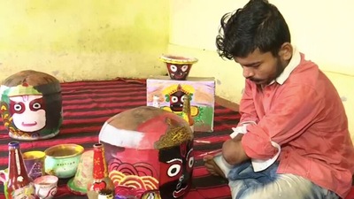 The 26-year-old artist specialises in painting different idols like Ganesha, Krishna, Jagannath, Saraswati, and landscapes on everyday items (ANI) The 26-year-old artist specialises in painting different idols like Ganesha, Krishna, Jagannath, Saraswati, and landscapes on everyday items (ANI)