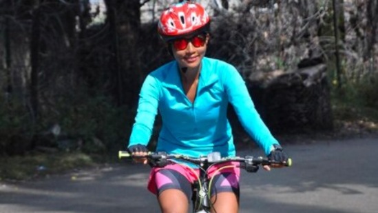 Milind Soman also shared a video of him and his wife Ankita Konwar ridding.(Instagram/@ankitaearthy)