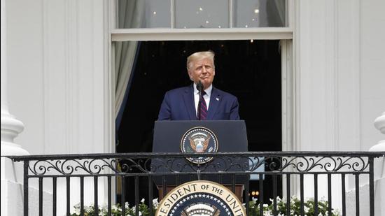 Then US President Donald Trump speaks during an Abraham Accords signing ceremony event on the South Lawn of the White House in Washington on September 15, 2020. (File photo) Then US President Donald Trump speaks during an Abraham Accords signing ceremony event on the South Lawn of the White House in Washington on September 15, 2020. (File photo)