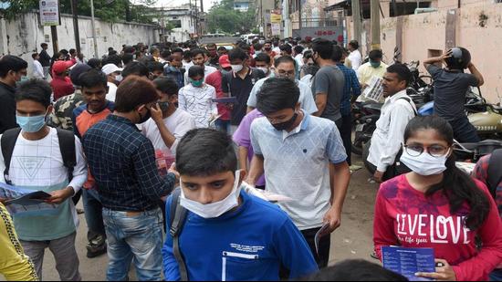 Aspirants leave from the examination centre after completing their JEE Main exams in Patna. The JEE Main-2021 results were announced late on Tuesday night. (PTI) Aspirants leave from the examination centre after completing their JEE Main exams in Patna. The JEE Main-2021 results were announced late on Tuesday night. (PTI)