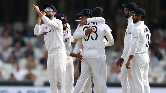India players celebrate the wicket of Ollie Pope.&nbsp;(Getty)