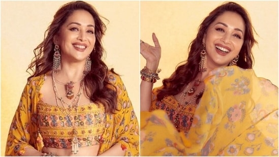 Loved Madhuri Dixit's floral bustier-pants set for Dance Deewane 3? Here’s its cost(Instagram/@madhuridixitnene)